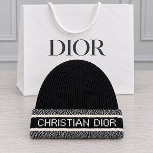 Dior Black Knit Logo Beanie